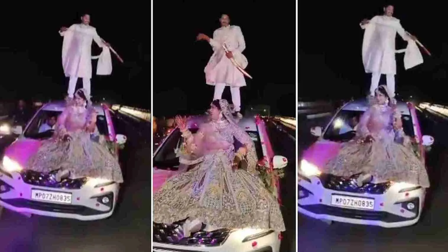 Gwalior Couple Viral Video Sparks Outrage: Wedding Stunt on Moving Car Triggers Legal Action and Public Fury
