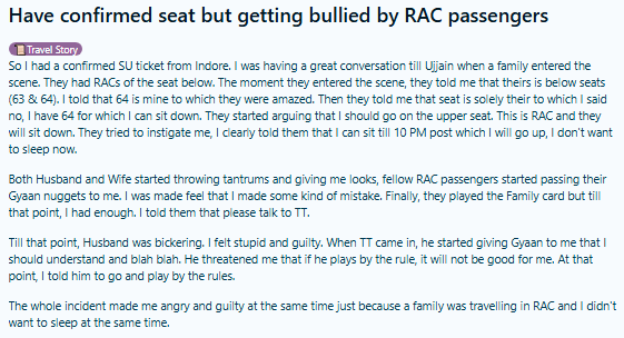 Confirmed Railway Passenger Harassed by RAC Family Sparks National Debate