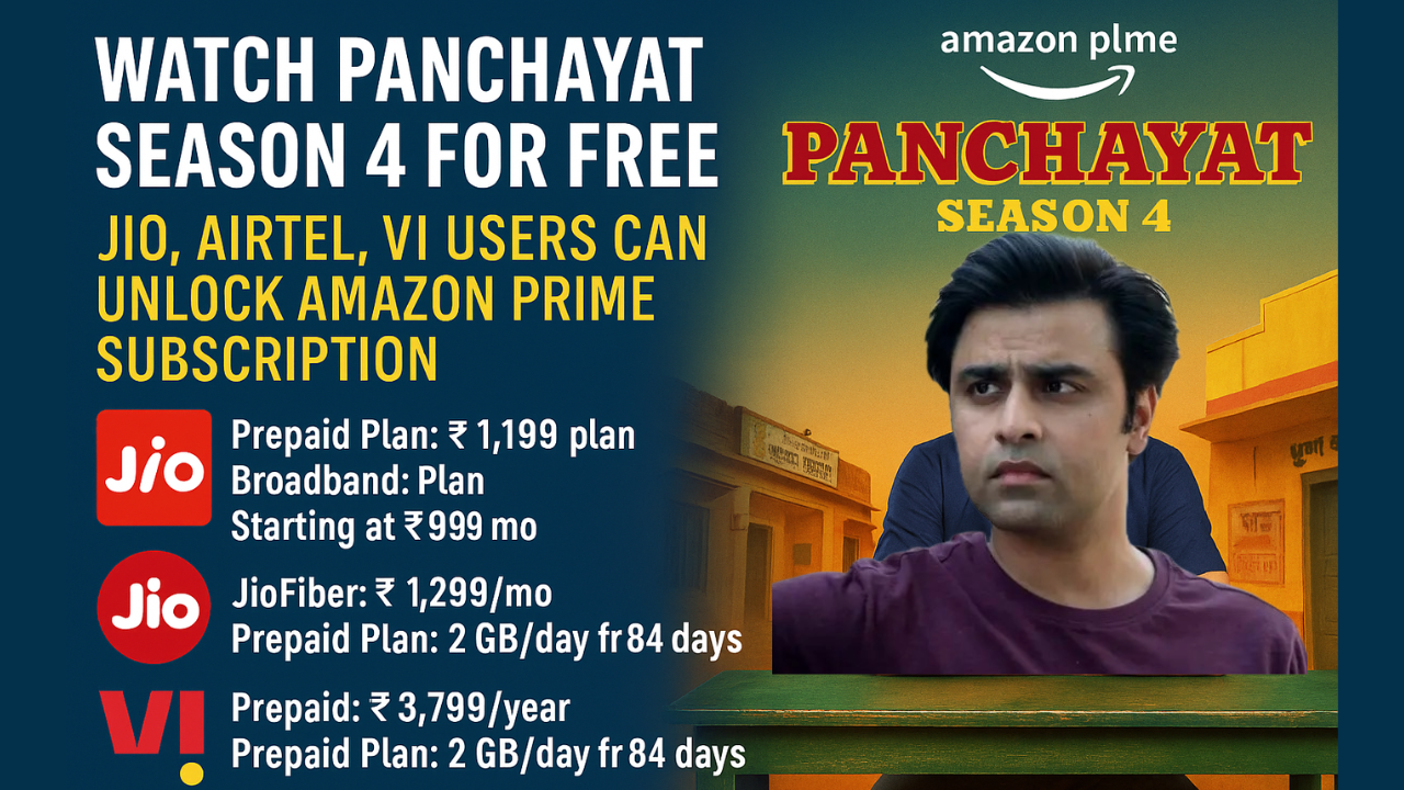 Watch Web Series Panchayat Season 4 for Free: Jio, Airtel, Vi Users Can Unlock Amazon Prime via Select Plans
