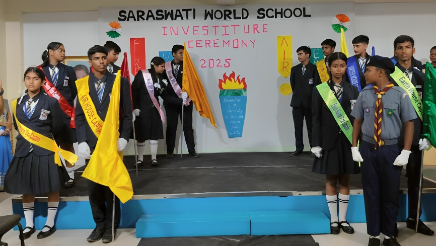 Investiture Ceremony 2025: Saraswati World School Empowers Future Leaders with Values of Discipline and Service