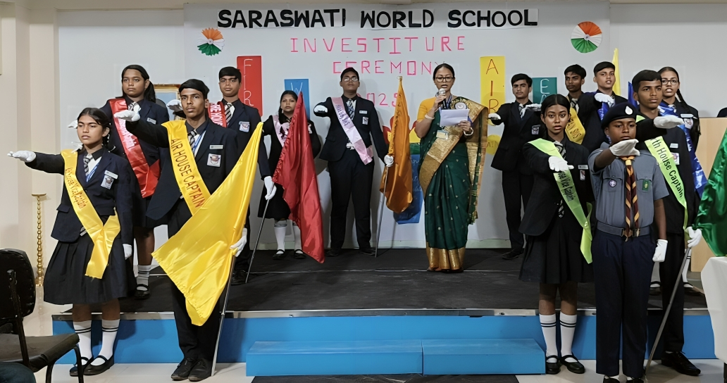 Investiture Ceremony 2025: Saraswati World School Empowers Future Leaders with Values of Discipline and Service