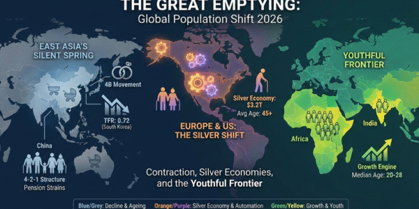 From South Korea’s 4B movement to the rise of $3.2T Silver Economies, explore how the 2026 population cliff is redrawing the global map of power.