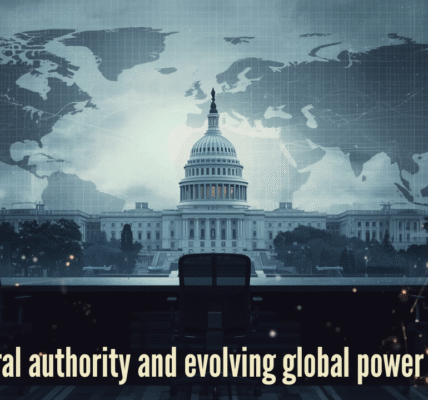 International analysis image illustrating U.S. federal authority, military power, and global geopolitical tension - Minneapolis ICE Shooting