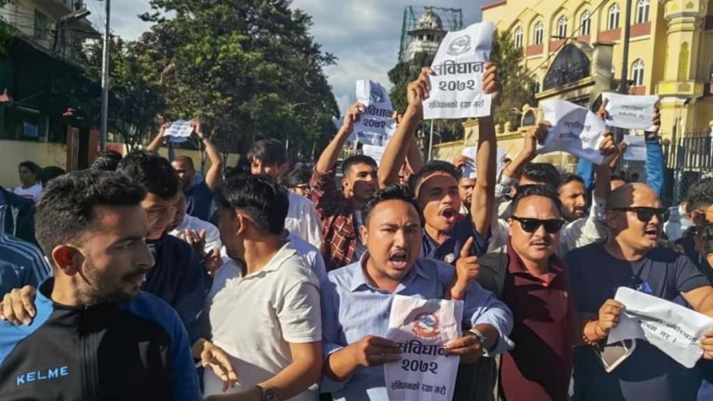 Young protesters on the streets of Kathmandu