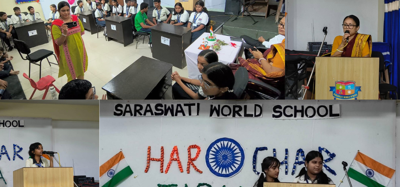 Har Ghar Tiranga at Saraswati World School: Students Celebrate Patriotism Through Quiz, Pledge and Tiranga Rally 1 har ghar tiranga